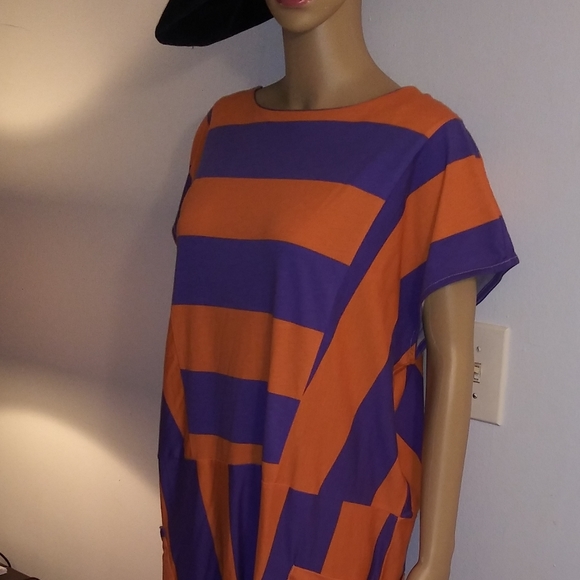 SOLD. Zara Trafaluc  Orange/Purple Dress - Picture 7 of 8